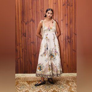 NWOT !Alemais Antoinette Ballet Sundress Size AU 6/ US 2 Linen Midi Floral